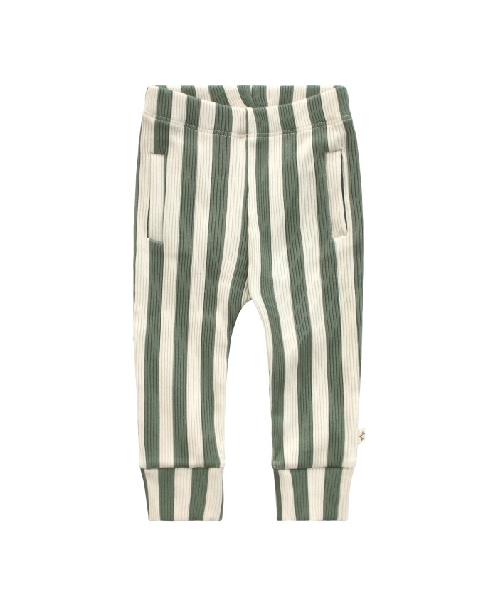 Your Whishes  Bold Stripes Fitted Pants  Old Green